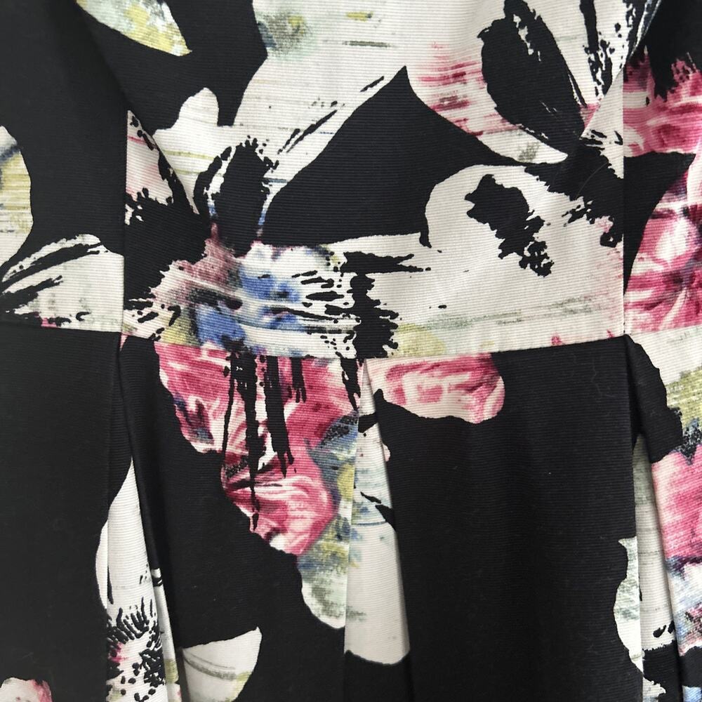 White House Black Market WHBM Fallie Firl A Line Black Floral Midi Dress 2 - Picture 5 of 9